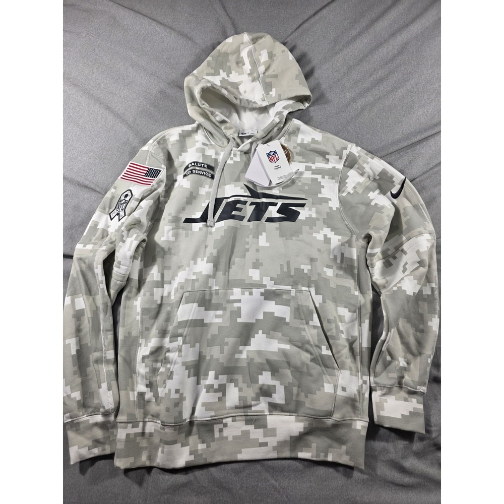NWT NEW YORK JETS NIKE Arctic Camo Salute to Service Hoodie MENS Small